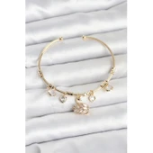 Kuğu Charmlı Gold Renk Kadın Bileklik Vice-5353 - 1