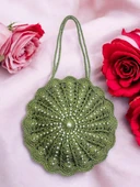 HASIR ÇANTA İNCİ TAŞLI YEŞİL - MODEL 202502 - 1