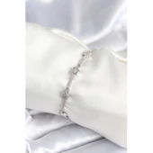 Pirinç Gümüş Renk Halley Yıldız Model Kadın Bileklik Vice-5353 - 1