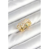 Pirinç Arpa Baget Zirkon Taşlı Kadın Yüzük - 1