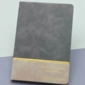 Öğretmenler Günü Hediyesi Yazılı Deri Defter Gri - 1