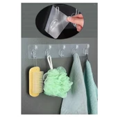 2 Adet Kendinden Yapışkanlı Güçlü Şeffaf 5li Askılık - Kapı Arkası Mutfak Duvar Banyo - 2