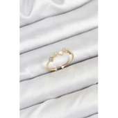 Pirinç Gold Renk Minimal Yonca Detaylı Kadın Yüzük - 1