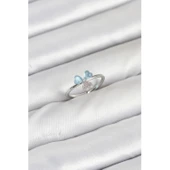 Pirinç Gümüş Renk Yonca Model Kadın Yüzük - 1