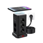 Wp711 Akım Korumalı Priz Kablosuz Şarj İstasyonu 11x Soket 3x Usb 1xtype-c Kablolu Grup Priz - 1