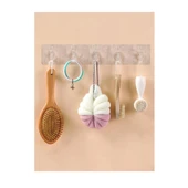 2 Adet Kendinden Yapışkanlı Güçlü Şeffaf 5li Askılık - Kapı Arkası Mutfak Duvar Banyo - 1