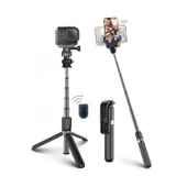 BUFFER® Fotoğraf Makinası ve Telefon Takılabilen 2si 1 Arada 2.2m Uzayan Selfie Çubuğu Kumandalı Tripod - 6