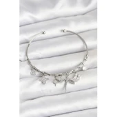 Yusufçuk Charmlı Gümüş Renk Pirinç Kadın Bileklik Vice-5353 - 1