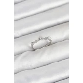 Pirinç Gümüş Renk Manifest Kadın Yüzük - 1