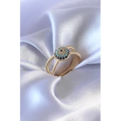 Gold Renk Nazar Boncuk Model Kadın Yüzük - 1