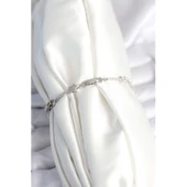 Pirinç Gümüş Renk Halley Yıldız Model Kadın Bileklik Vice-5353 - 2