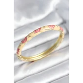 Pembe Renk Detaylı Mineli Kelepçe - 1