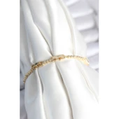 Pirinç Gold Renk Zirkon Taşlı Kalpli Model Kadın Bileklik Vice-5353 - 2