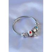 Kalp ve Nazar Boncuk Detaylı Charm Kadın Bileklik Vice-5353 - 1