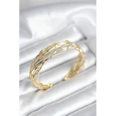 Gold Renk Pirinç Vintage Kadın Bileklik Vice-5353 - 1