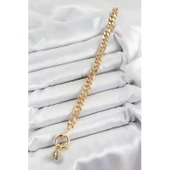 Pirinç Nazar Model Zirkon Taşlı Gold Renk VİP Seri Kadın Bileklik Vice-5353 - 2