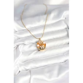 316L Çelik Zincir Kelebek Model Sanatsal Portre Kadın Kolye Vice-5353 - 2