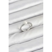 Pirinç Gümüş Renk Göbek İnci Model Kadın Yüzük - 1