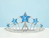 Yıldız Şekilli Elsa Prenses Kraliçe Tacı Mavi Renk Çocuk Boy 5x17 cm thumbnail 3