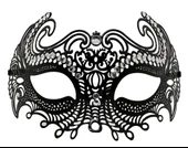 Siyah Renk Lazer Kesim Üzeri Kristal Taşlı Metal Balo Parti Venedik Maskesi thumbnail 3