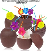 Hindistan Cevizi Hawaii Luau Aloha Pipetli İçecek Kabı Bardak 10x13 cm 1 Adet thumbnail 2