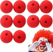 Kırmızı Renk Sünger Palyaço Burnu Takma Burun 10 Adet thumbnail 2