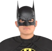 Siyah Renk Çocuk Boy Arkadan Lastikli Batman Maskesi A Kalite  20x14 cm thumbnail 3