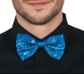 Gece Işıltısı Açık Mavi Turkuaz Payetli Pullu Papyon 7x2 cm thumbnail 3