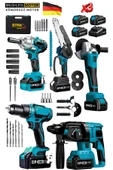STAXX 5'li Set Kömürsüz Motor x3 Akülü Somun Sökme Sıkma Matkap Taşlama Kırıcı Dal Budama Makine thumbnail 1