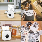 C17 Mini Taşınabilir Yazıcı 12 Rulo Kağıtlı Mürekkepsiz Etiket Yazıcısı  Mini Termal Yazıcı Beyaz thumbnail 5