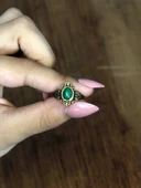 Doğal Taş Yeşil Akik Doğal Taşlı Antik Model Kadın Ayarlanabillir Yüzük euy78ya thumbnail 1