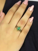 Doğal Taş Yeşil Akik Doğal Taşlı Antik Model Kadın Ayarlanabillir Yüzük euy78ya thumbnail 2