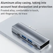 Technow YG-2102 5 in 1 Çift USB-C / Type-C-USB HUB Çevirici Adaptör thumbnail 6