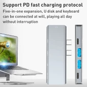 Technow YG-2102 5 in 1 Çift USB-C / Type-C-USB HUB Çevirici Adaptör thumbnail 5