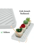 TİNEKE  Silikon Yağdanlık Yağlık Standı Altlık ,çok Amaçlı Organizer Sunumluk ,sabunluk Altlığı 1 ADET BEYAZ - 4