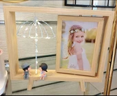 Ahşap Çerçeveli Çift Taraflı Işıklı Masaüstü Fotoğraf Çerçevesi (26.5x23.6 cm) BEBEKLİ - 1