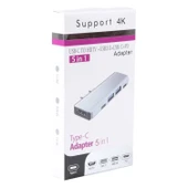 Technow YG-2102 5 in 1 Çift USB-C / Type-C-USB HUB Çevirici Adaptör thumbnail 7