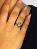 Doğal Taş Pembe Kuvars Taşlı Antik Model Kadın Ayarlanabillir Yüzük euy78pk thumbnail 3