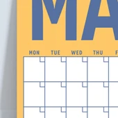 Zamansız Aylık Planlayıcı Dev Takvim, Sürekli Takvim, 12 Ay Tarihsiz Takvim, 33 x 48 cm, A4, Pastel Parlak Retro Renkler thumbnail 4