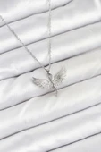pilelistore 316L Çelik Zincir Gümüş Renk Melek Model Kadın Kolye - TJ-BKO10622 - 1