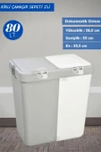 4'lü Banyo Seti BPA Free 80 Litre Çamaşır Sepeti Katlanır Sele-Su Kovası ve Maşrapa - 2