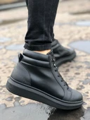 New Toronto Siyah Deri Bağcıklı Erkek Spor Bot - 1