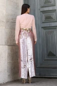 Şifon Kombinli Payetli Abiye Elbise 6048-Pudra thumbnail 7