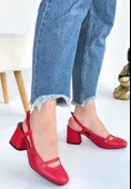 Jecci Kırmızı Cilt Topuklu Ayakkabı thumbnail 2