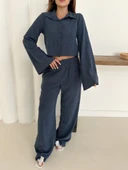 Gömlek yaka kaplama düğmeli takım lacivert thumbnail 9