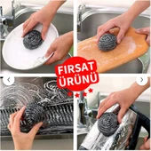 Technow %100 Paslanmaz Çelik Sürtme Bulaşık Ovma Teli 6 Adet thumbnail 3