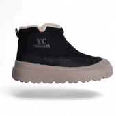 Twincers 2028 Siyah-Bej Kadın Kışlık Düz Bot Ayakkabı thumbnail 5