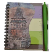 NotYaz 12x10 60 Yaprak Kalemli-Cetvelli Not Defteri Bloknot İstanbul Motifleri Çizgili- Galata Kulesi (GD-9849) thumbnail 1