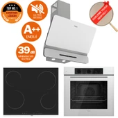 Ferre Luce Vitroseramik Elektrikli Ultra Sessiz Beyaz Ankastre Set (D081 - SA  + Ms261 + QBL62CB ) thumbnail 1