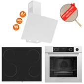 Ferre  FryArt Viora Vitroseramik Elektrikli Sessiz Beyaz Ankastre Set (D078 - SA + Ms261 + XE64CB ) thumbnail 1